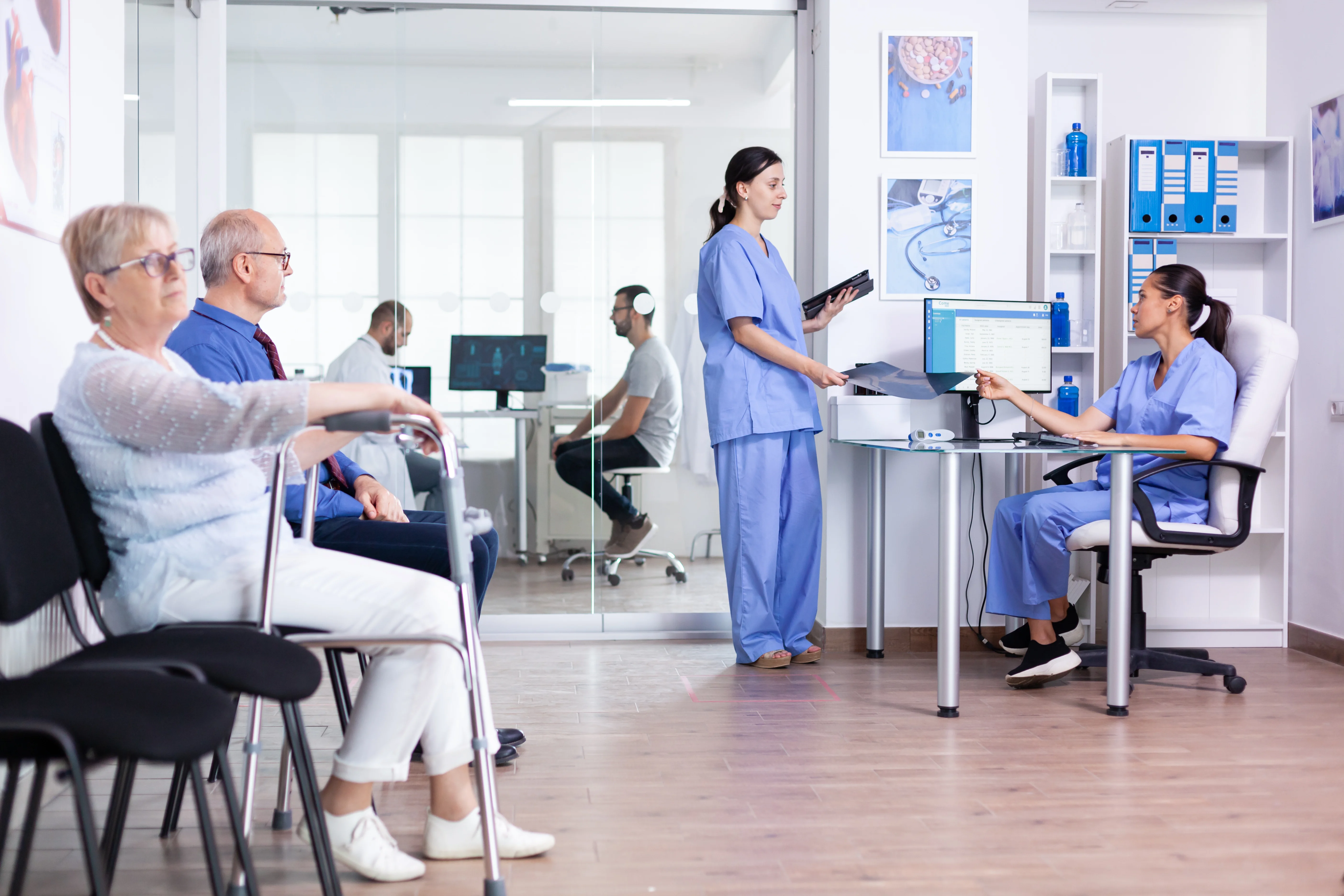 waiting patients in medical office